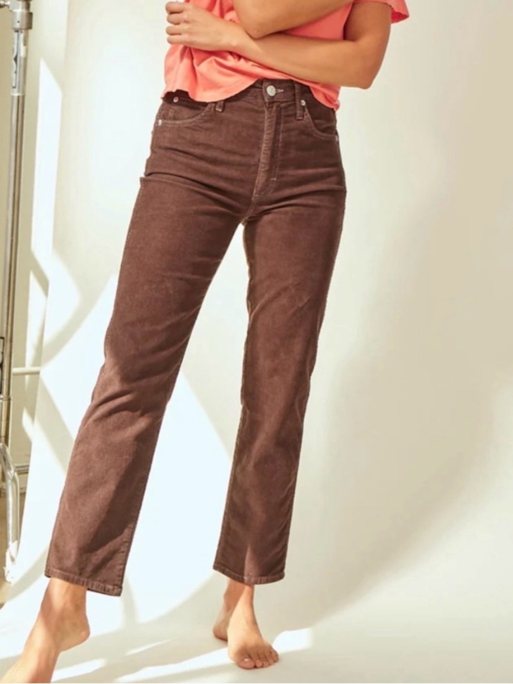 AMO Chloe Crop Corduroy Brown Pants Women’s Size 29